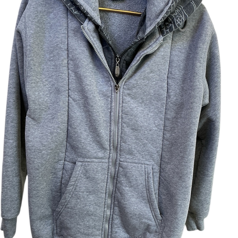 KENPO Gray double Zip-Up layered Hoodie dragon print medium - Picture 2 of 6